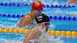 Lilly King (USA) races during the women's 100m breaststroke