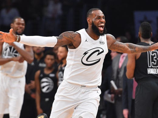 February 18, 2018: LeBron James celebrates a victory