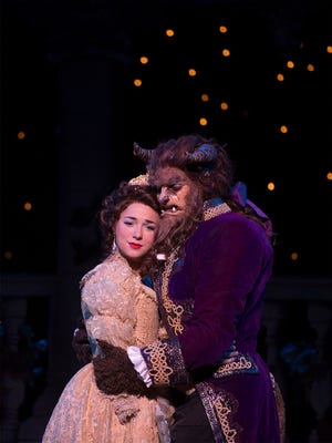 Belle (Stephanie Rothenberg) and the Beast (Alexander Mendoza) in ASF’s “Beauty and the Beast”