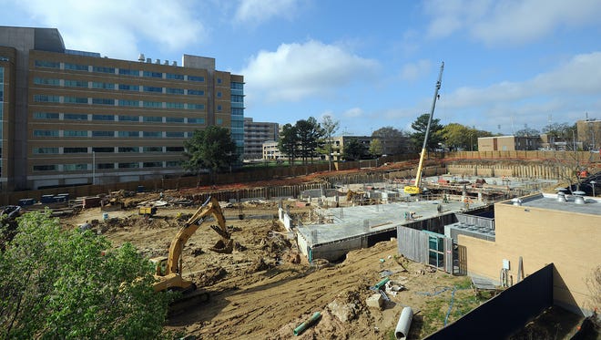 Construction is underway on the new translational research building across from the Arthur C. Guyton Research center at the University of Mississippi Medical Center in Jackson.
