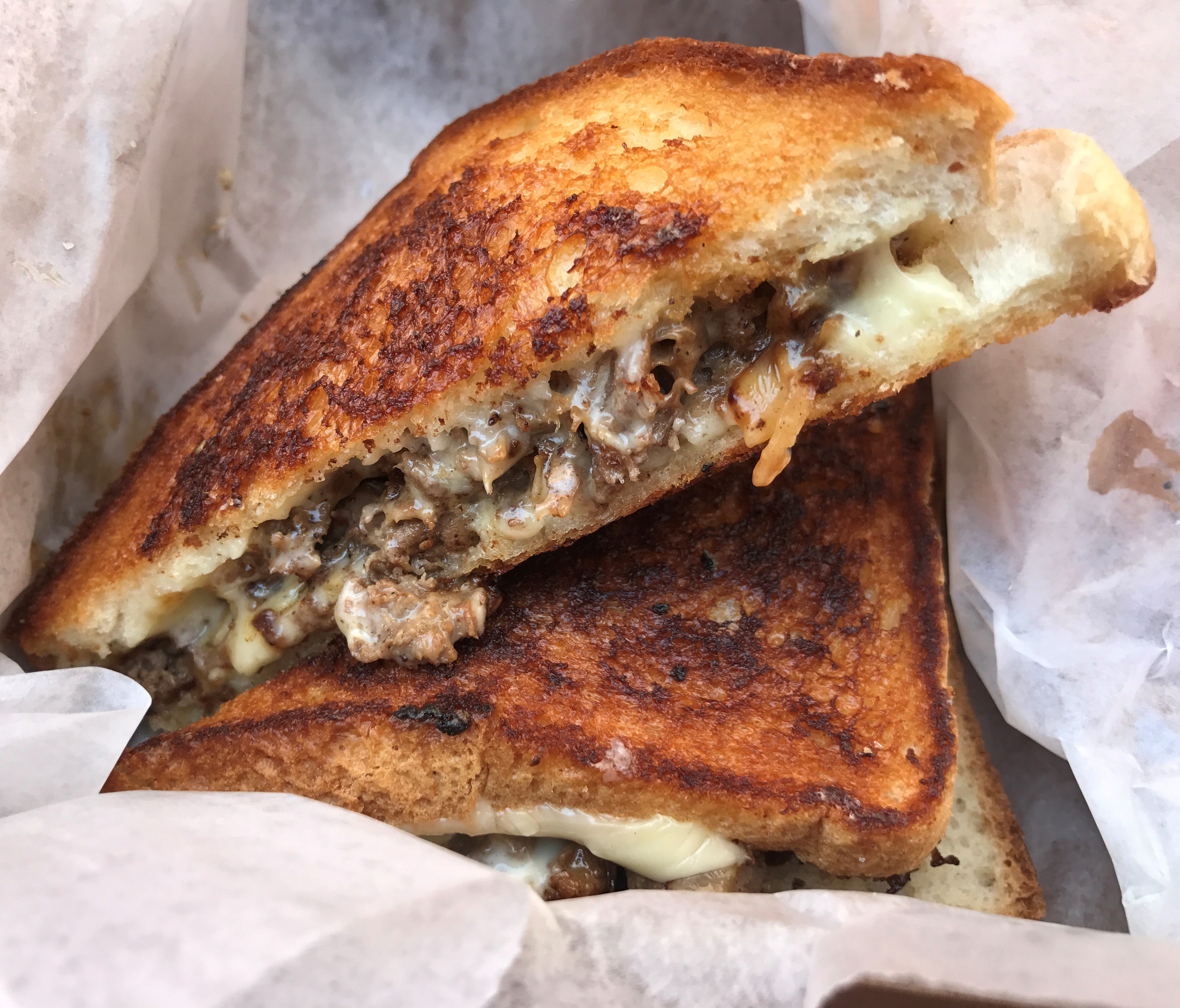 A combination cheesesteak and grilled cheese sandwich, the Grilled Cheesey Steak is one of the best things on the menu.