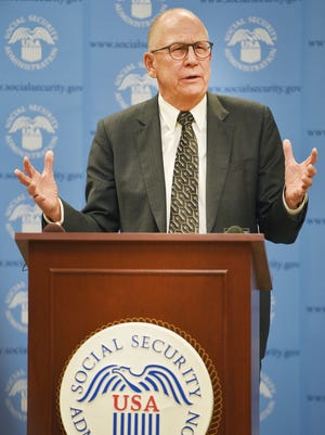 Randolph Seiler, United States Attorney, District of South Dakota, speaks at a press conference on the new cooperative unit for social security fraud in South Dakota Wednesday, Sept. 27, at the Sioux Falls Social Security Office.