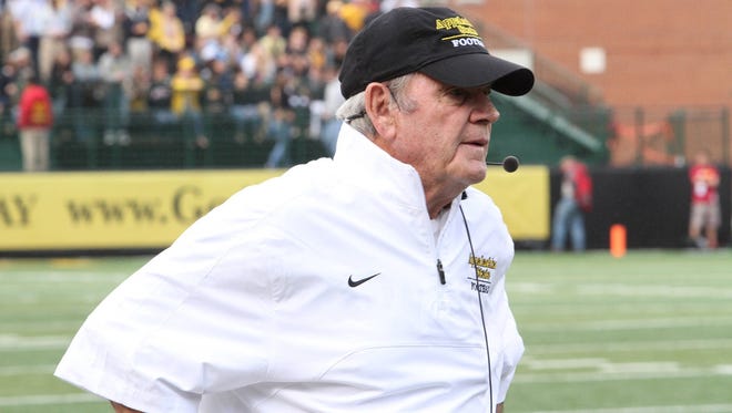 Former Appalachian State football coach Jerry Moore won three national championships with the Mountaineers.