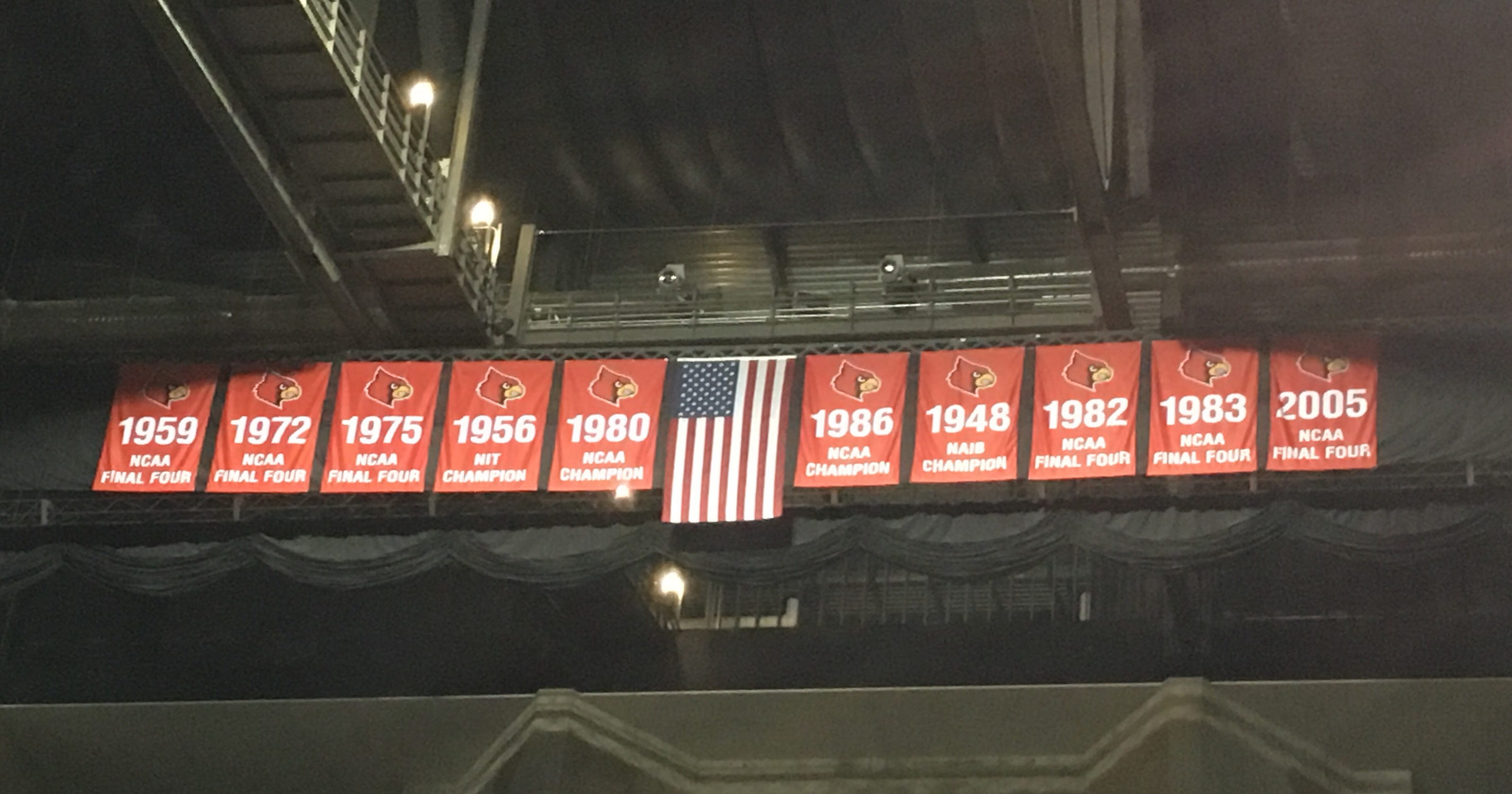Louisville's 2013 national championship banner has been taken down