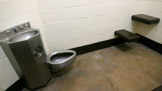 A jail cell toilet is photographed in the now-closed Palm Springs jail in 2008.