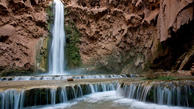 Havasu Falls is in the remote southwestern reaches of the Grand Canyon along Colorado River tributary Havasu Creek on Havasupai tribal land.