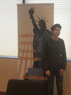Suspended McQueen student Noah Christiansen pictured March 19, 2018 in the Reno offices of ACLU of Nevada.