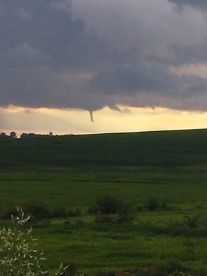 A cold air funnel is visible from the Niagara Escarpment (the Ledge) in Fond du Lac.