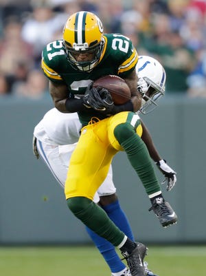 Green Bay Packers' Ha Ha Clinton-Dix intercepts a pass intended for Indianapolis Colts' Phillip Dorsett in the first quarter Sunday, November 6, 2016, at Lambeau Field in Green Bay, Wisconsin.