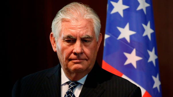 Rex Tillerson holds a press conference on March 12,