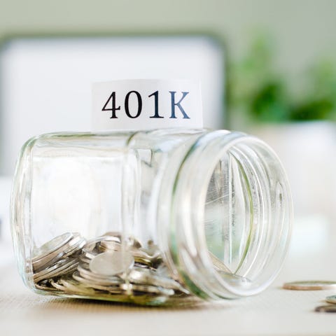 Tipped over jar labeled 401(k)