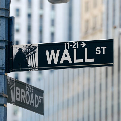 A Wall Street street sign.