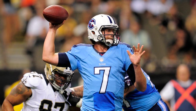 Titans quarterback Zach Mettenberger was 20-of-25 passing for 269 yards against the Saints with two touchdowns and an interception.