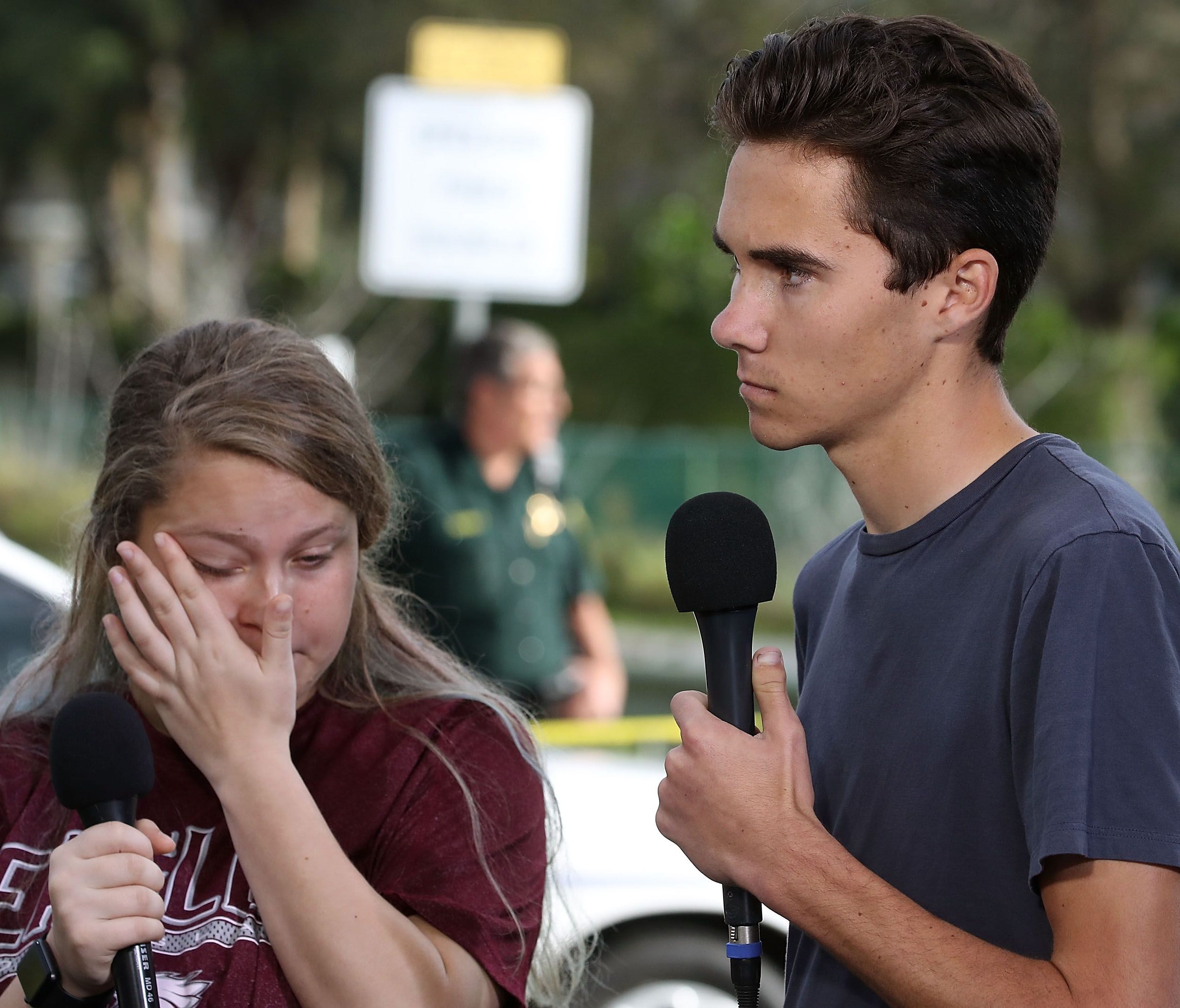 Kelsey Friend and David Hogg in Parkland, Fla., on Feb. 15, 2018.