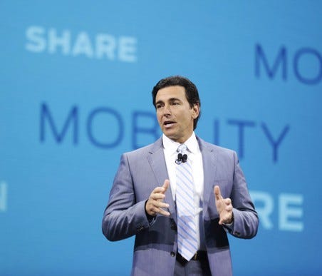 Ford CEO Mark Fields discussed the company's future mobility initiatives in a presentation in January. Fields has recently come under pressure to do something about Ford's lagging stock price.