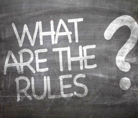 What Are The Rules? written on chalkboard.