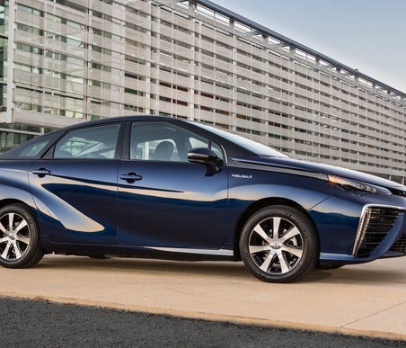 Toyota often goes its own way, sometimes with great success. Its electric Mirai sedan is powered by a hydrogen fuel cell rather than batteries.