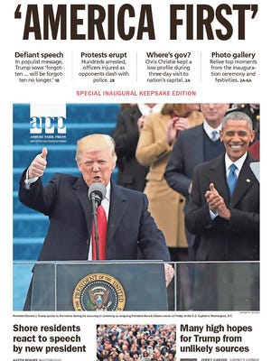 Asbury Park Press front page, Saturday, Jan. 21, 2017