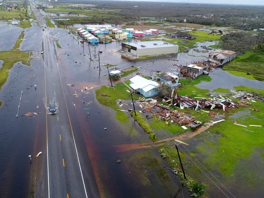 Aerial footage from Aransas County along the Texas