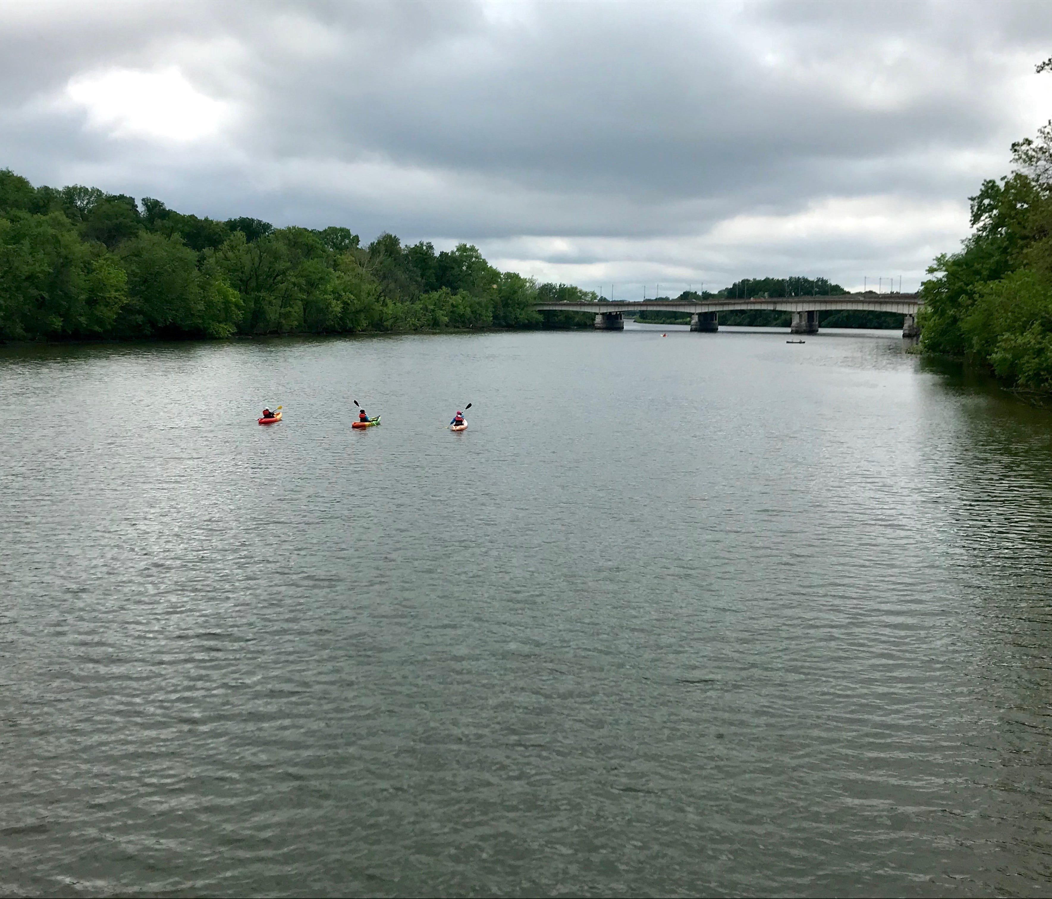 Kayakers paddled through the Potomac River around Theodore Roosevelt Island near Arlington on May 13.