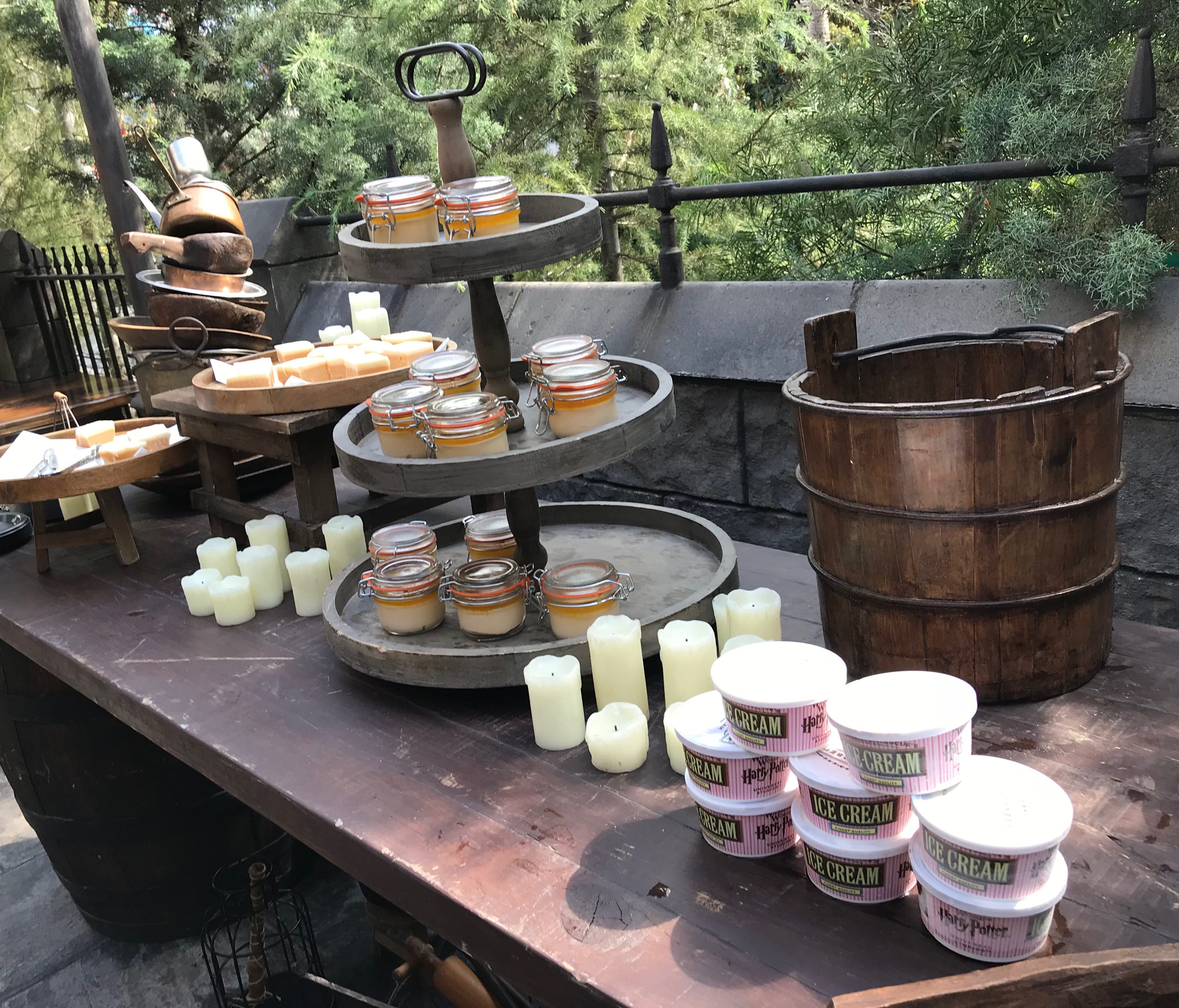 There are plenty of Butterbeer desserts available at Universal Studios Hollywood now: Fudge, Potted Cream and Ice Cream