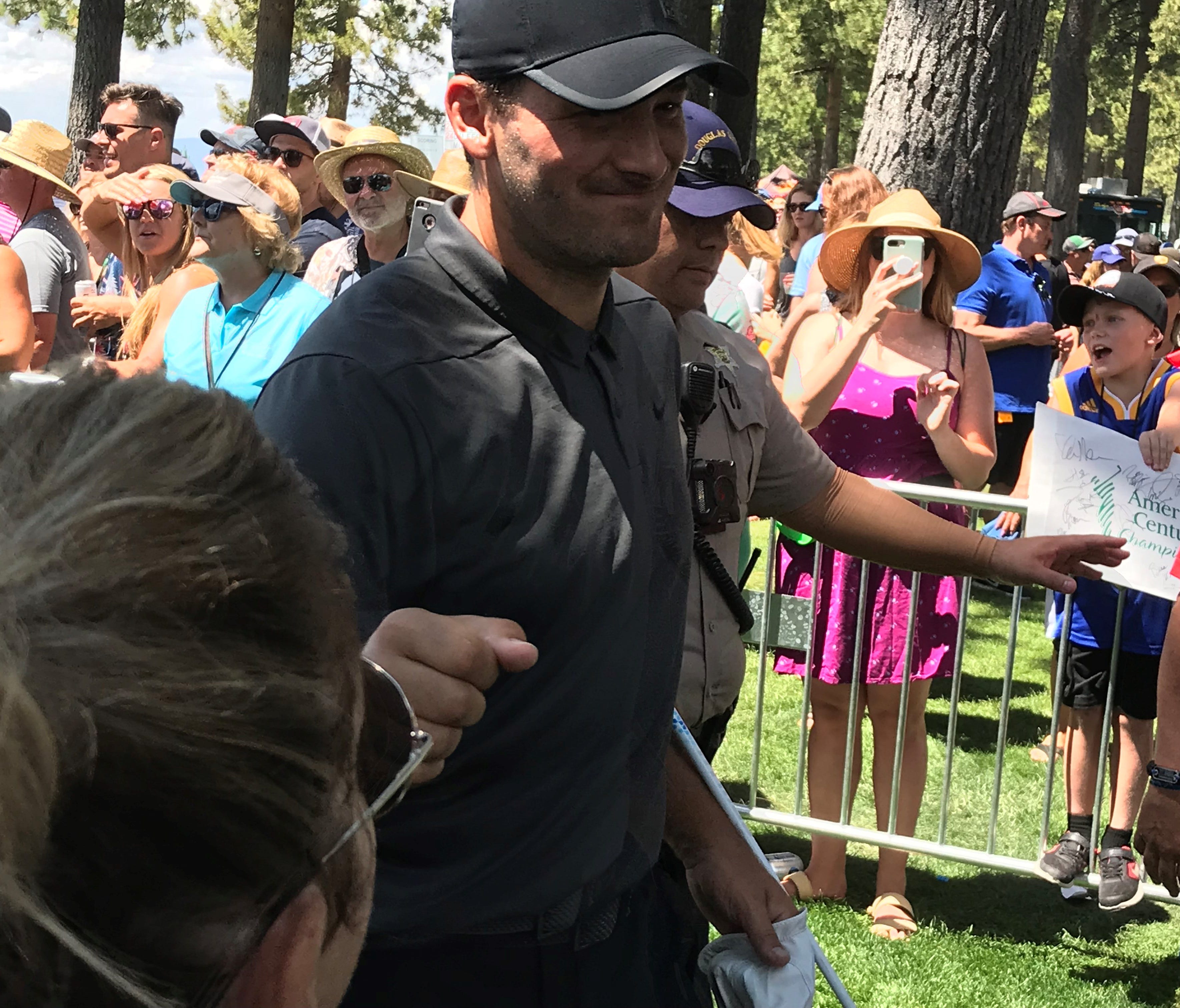Tony Romo is in third with 44 points at the American Century Championship celebrity golf tournament at Edgewood Tahoe