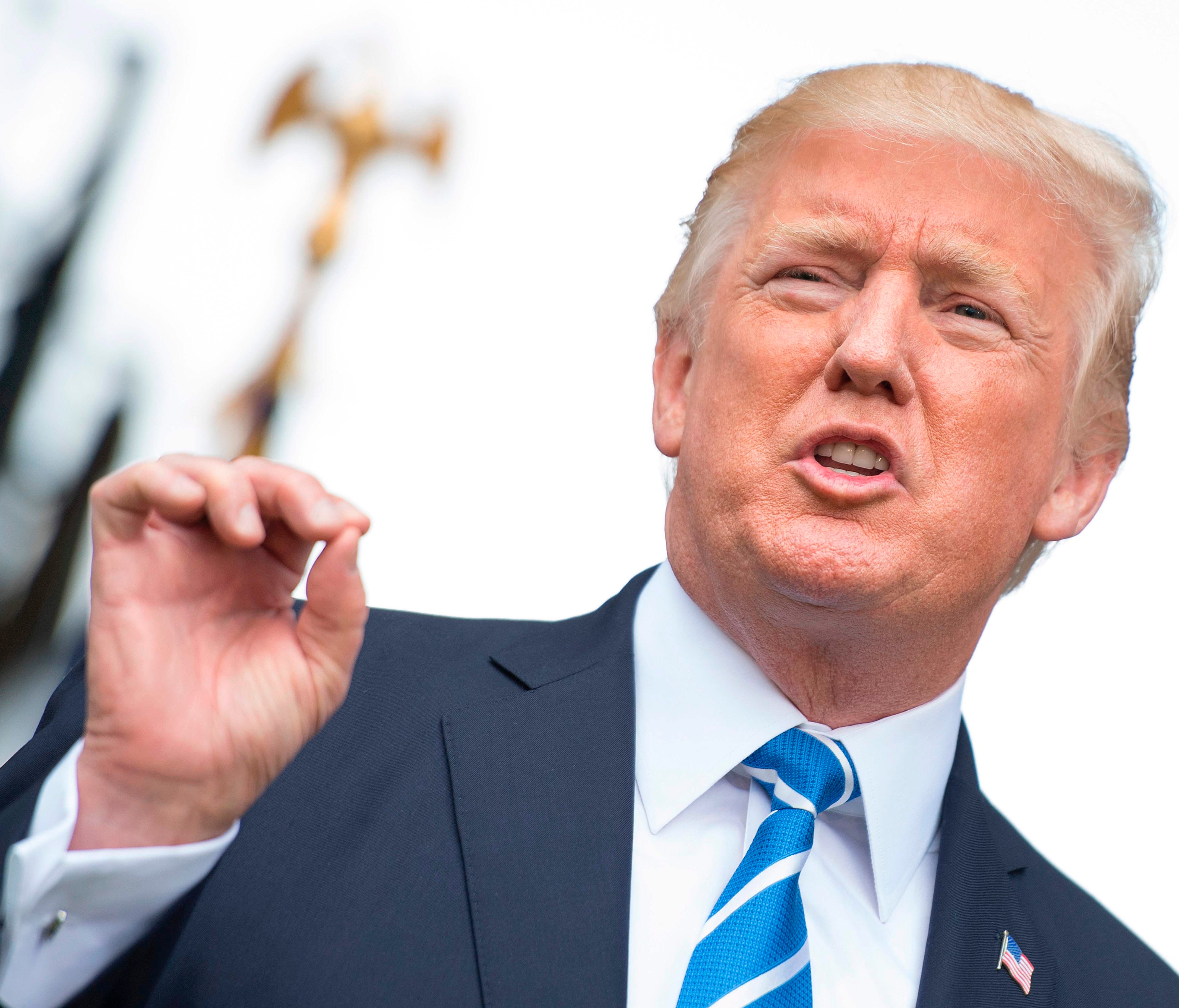 President Trump speaks to the press on August 11, 2017, at Trump National Golf Club in Bedminster, N.J.
