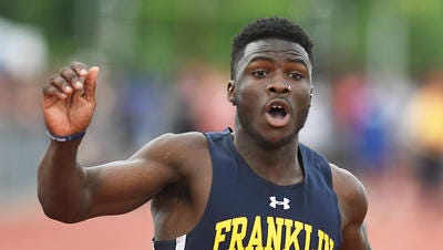Franklin's Mario Heslop won the 100 and 400 meter dash at the Meet of Champions on Saturday, June 9, 2018 at Northern Burlington High School.