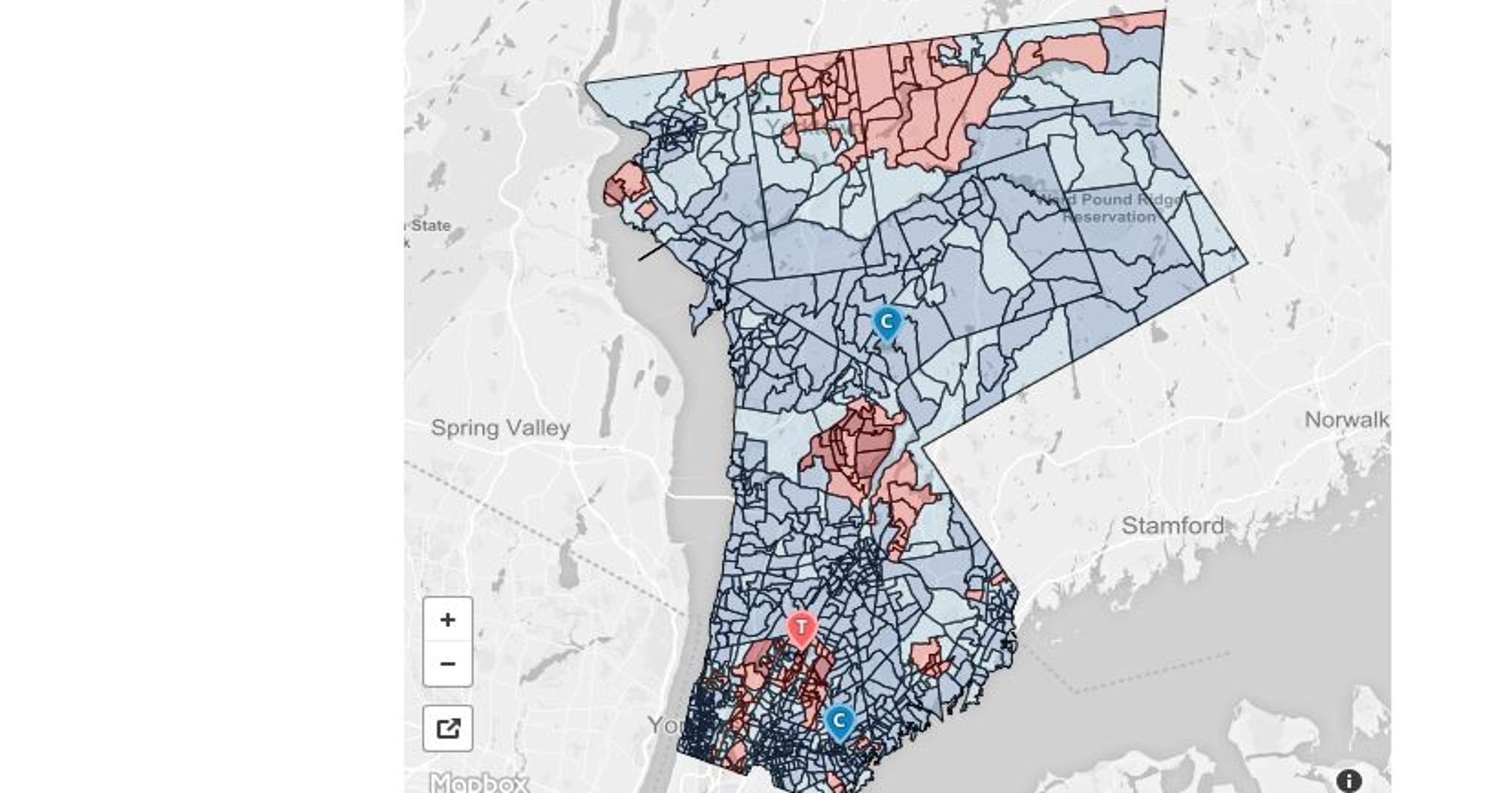 Presidential election results map Westchester County
