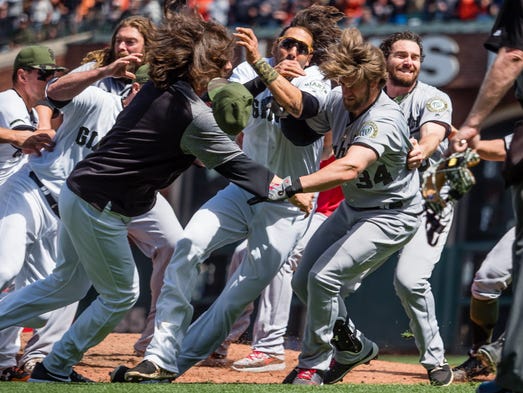 May 29, 2017; San Francisco, CA, USA; A fight ensues