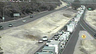 Traffic is backed up on Interstate 5 north of Red Bluff following a Friday major injury wreck.