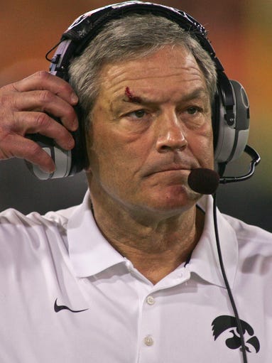 Iowa Hawkeyes head coach Kirk Ferentz in the fourth