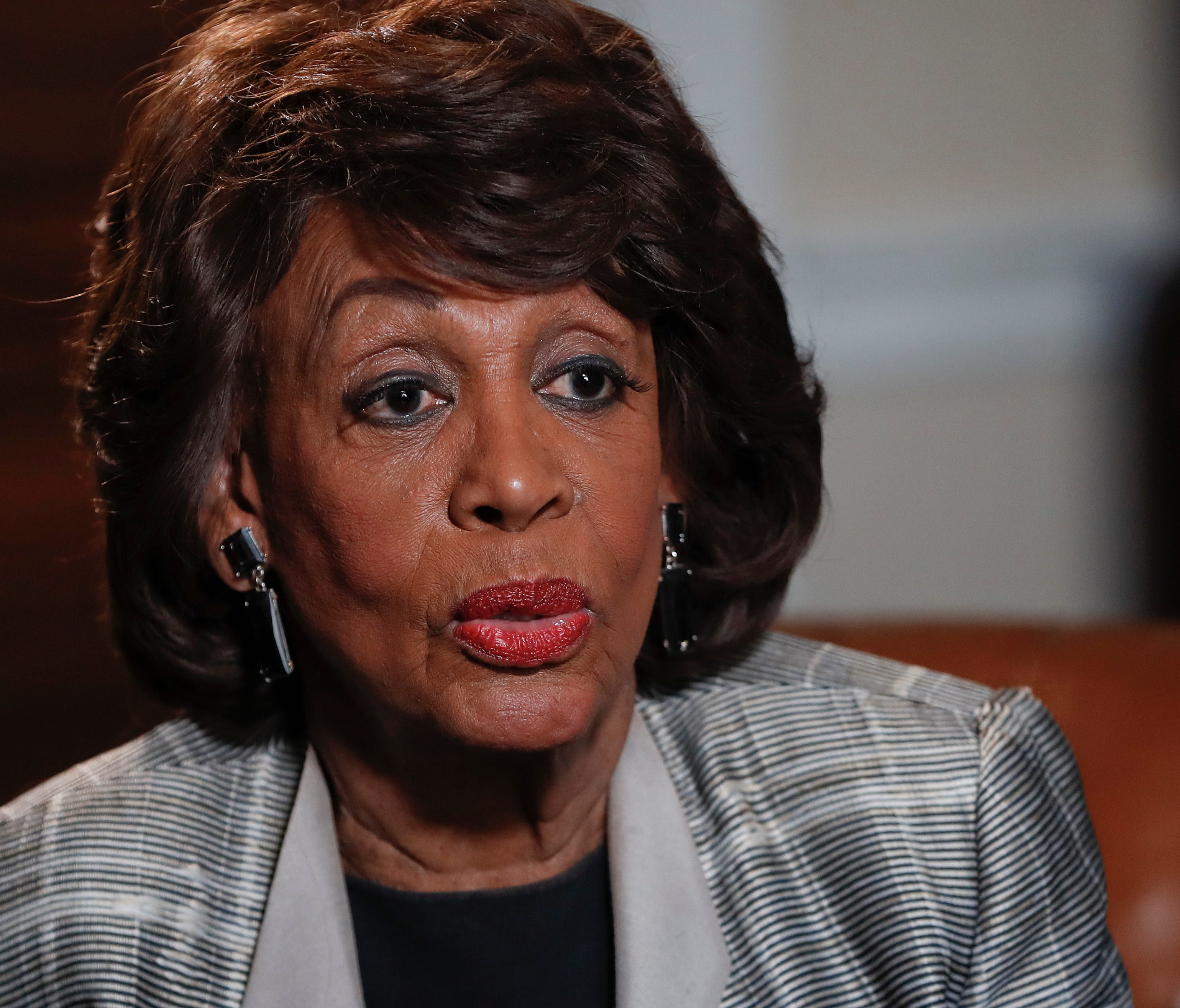 Rep. Maxine Waters, D-Calif., speaks during her interview with the Associated Press at her congressional office on Capitol Hill in Washington, March 23, 2017.