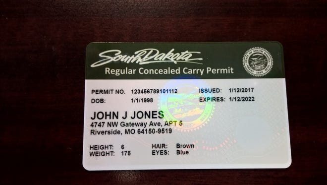 A photo of South Dakota's new concealed carry permit. The new look is the first update in two decades.