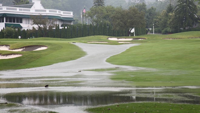 The historic Greenbrier golf courses have been flooded.