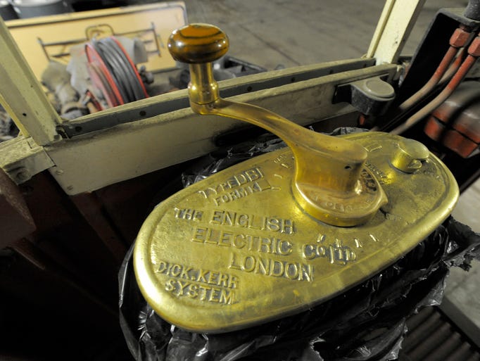 A control handle on the trolley car.