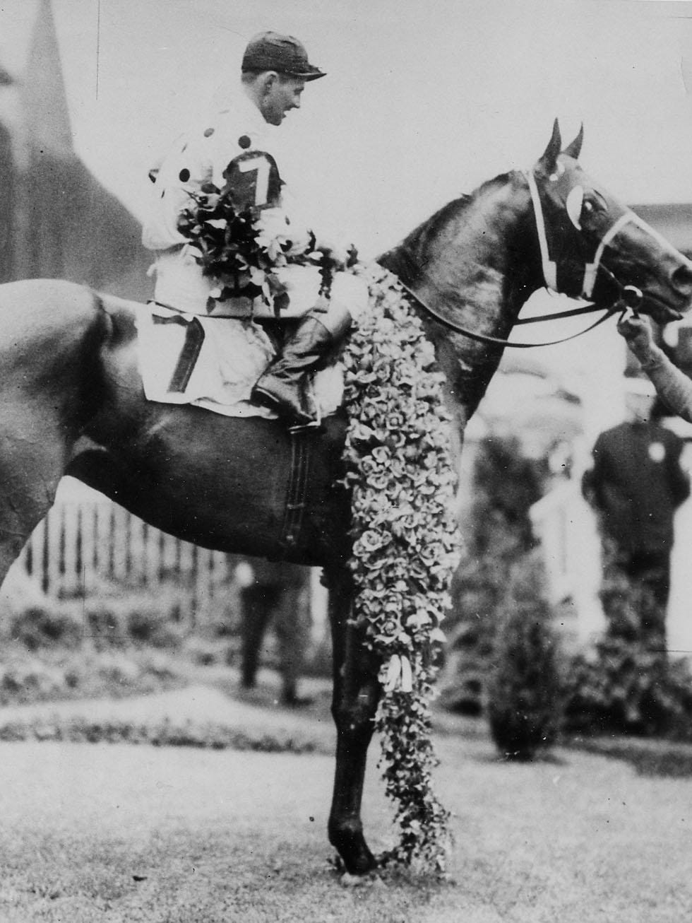 In 1930, Gallant Fox became the second Triple Crown winner. Earl Sande, who rode Gallant Fox in the Derby, was the jockey on Billy Kelly, who finished second to Sir Barton, the first Triple Crown winner, in the 1919 Derby.