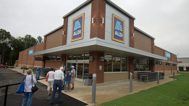 People line up early Thursday morning, Sept. 10, 2020, for the opening of the newest Aldi store in Gaston County on East Franklin Boulevard.