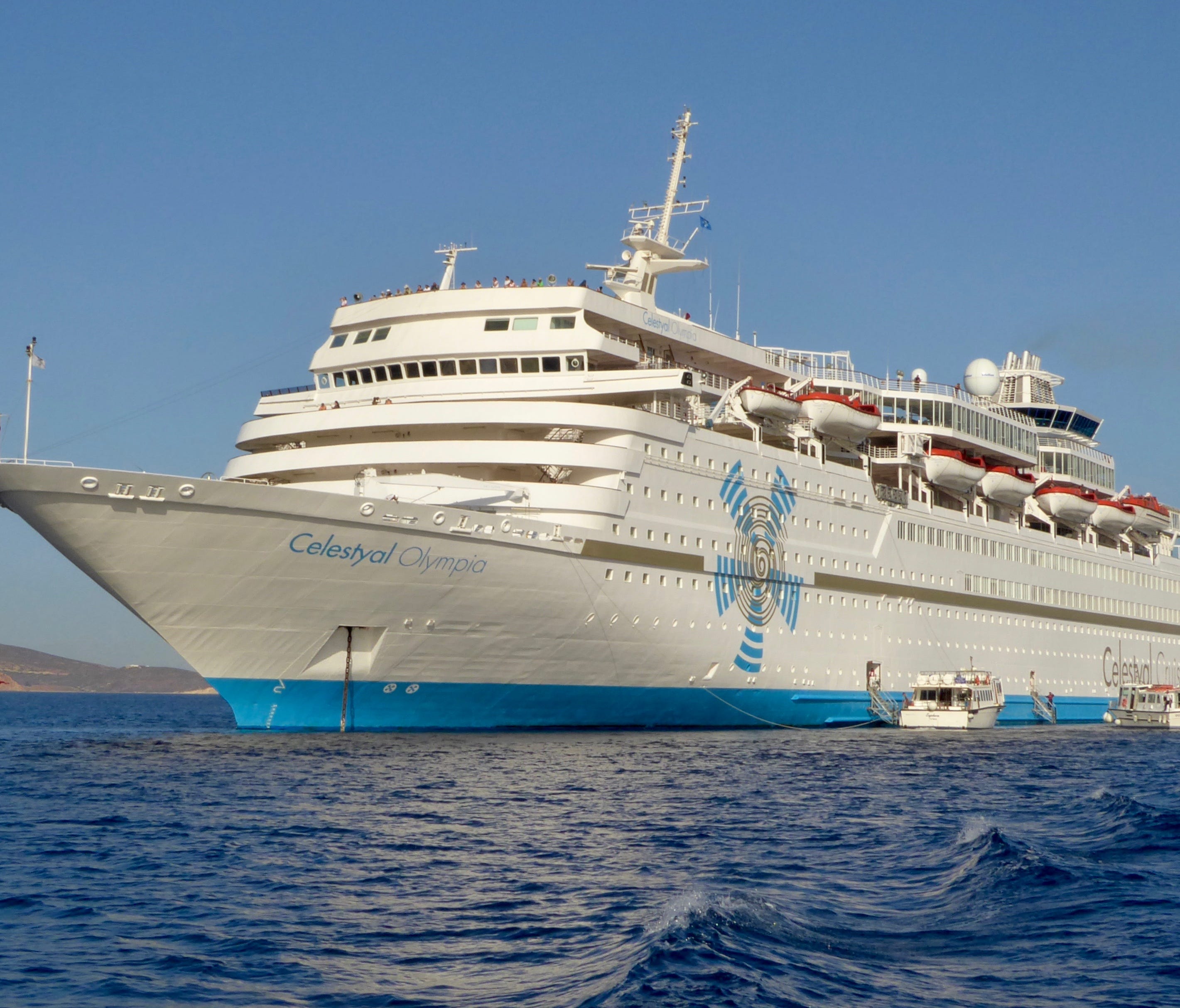 Celestyal Cruises' 37,773-gross-ton, 1,575-guest  Celestyal Olympia is a rare, mid-sized cruise ship that caters to a value-conscious clientele. This handsome vessel boasts a number of classic features that no longer exist on many of the new mega cru