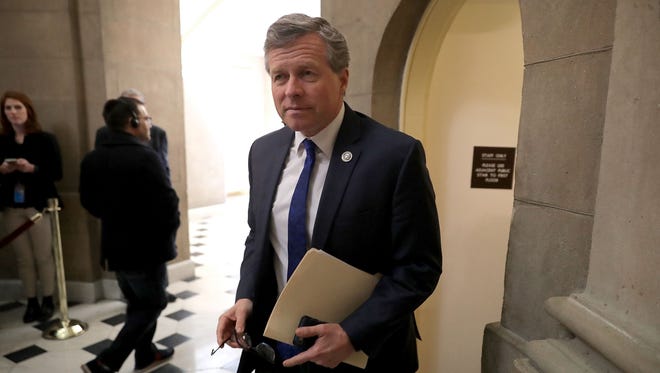 Rep. Charlie Dent, R-Pa. a co-chairman of the Tuesday Group, arrives at the office of Speaker of the House Paul Ryan, R-Wis., at the U.S. Capitol on March 23, 2017.