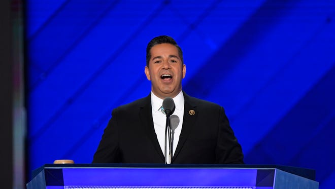 Rep. Ben Ray Luján, D-N.M., speaks during the 2016 Democratic National Convention at Wells Fargo Center.