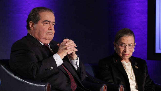 Supreme Court Justices Antonin Scalia and Ruth Bader Ginsburg in 2014.