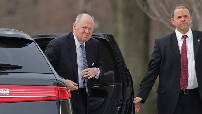 Supreme Court Justice Anthony Kennedy, here arriving for the funeral of Justice Antonin Scalia in 2016, will set off a brutal campaign over his successor if he retires this spring.