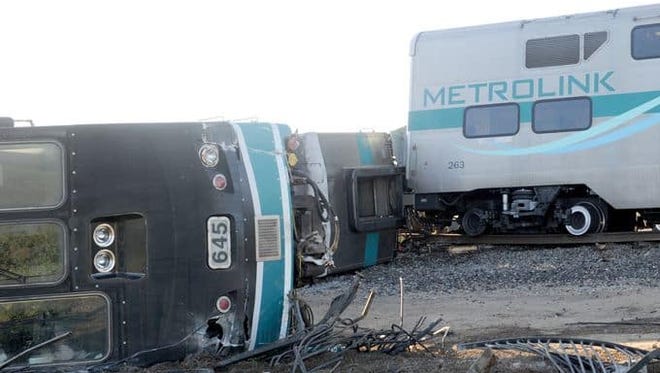 Aftermath of a deadly Metrolink commuter train crash in Oxnard on Feb. 24, 2015.