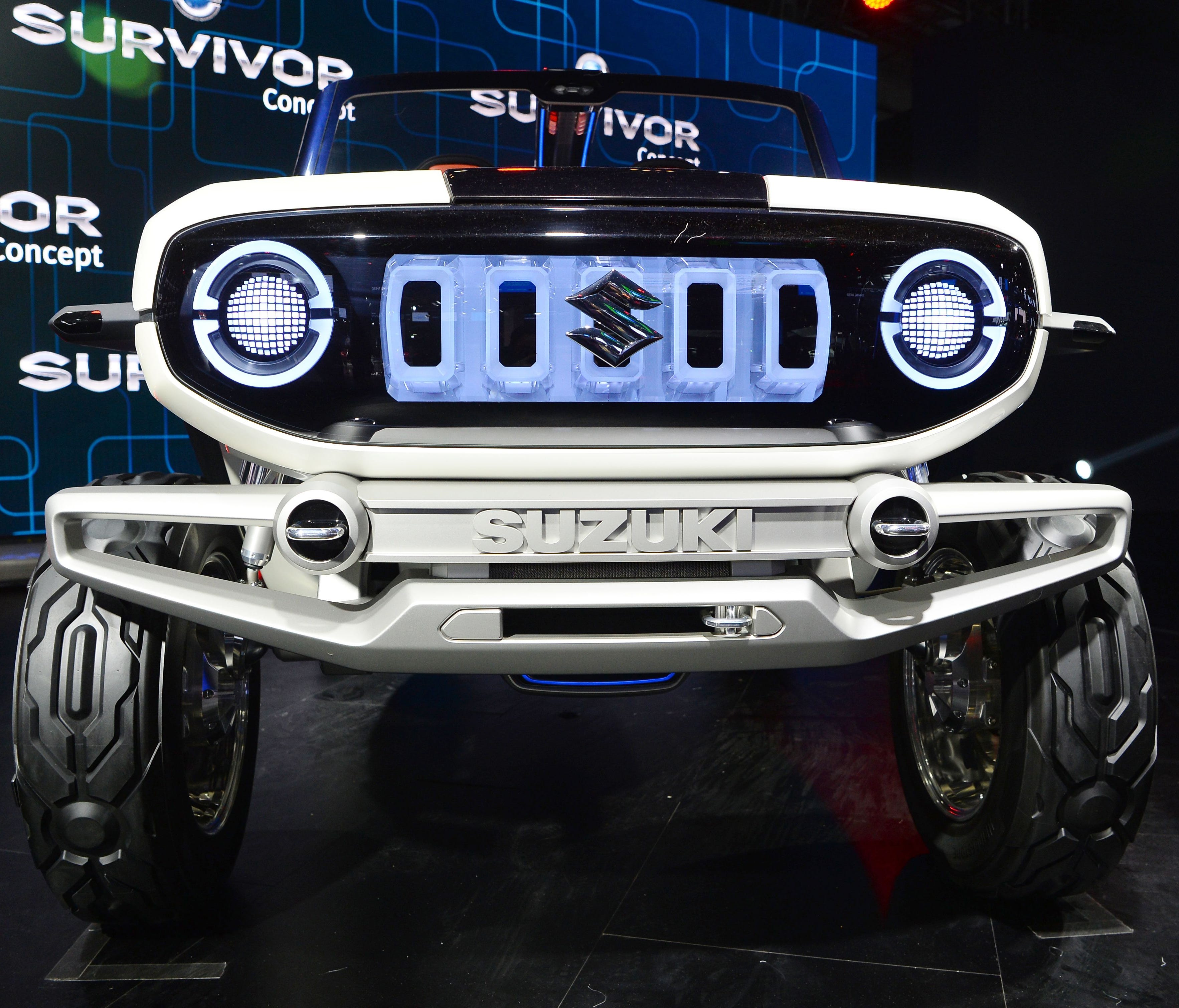 A Maruti Suzuki electric e-Survivor concept car during the Indian Auto Expo 2018 in Greater Noida.