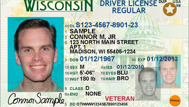 A sample Wisconsin driver's license.