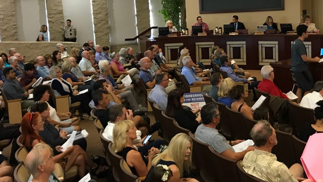 The Palm Desert City Council chamber was packed Thursday for a public hearing on proposed amendments to the city's short-term rentals ordinance. (Oct. 26, 2017)
