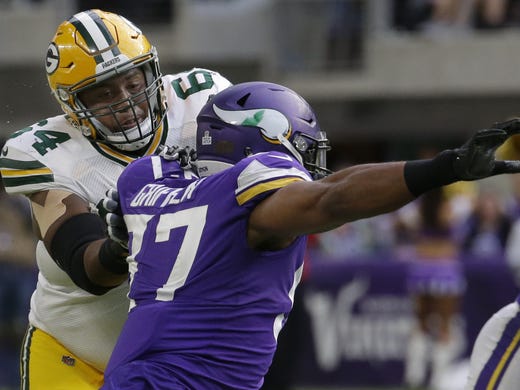 Green Bay Packers offensive tackle Justin McCray (64)