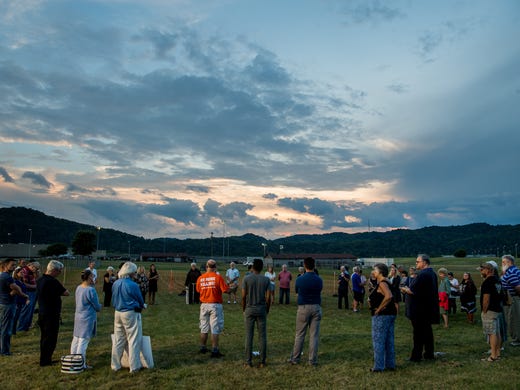 Protesters gather outside of the Riverbend Maximum