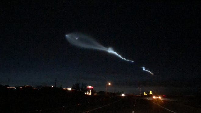A view of the SpaceX Rocket from the Joshua Tree area.